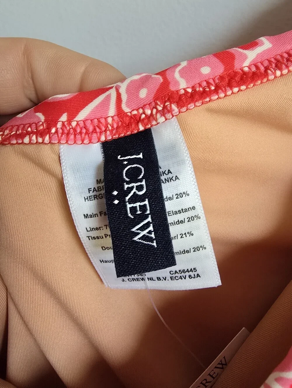 J. Crew NEW One Shoulder Ruffle One Piece Pink Red Floral Swimsuit SZ Large Chic